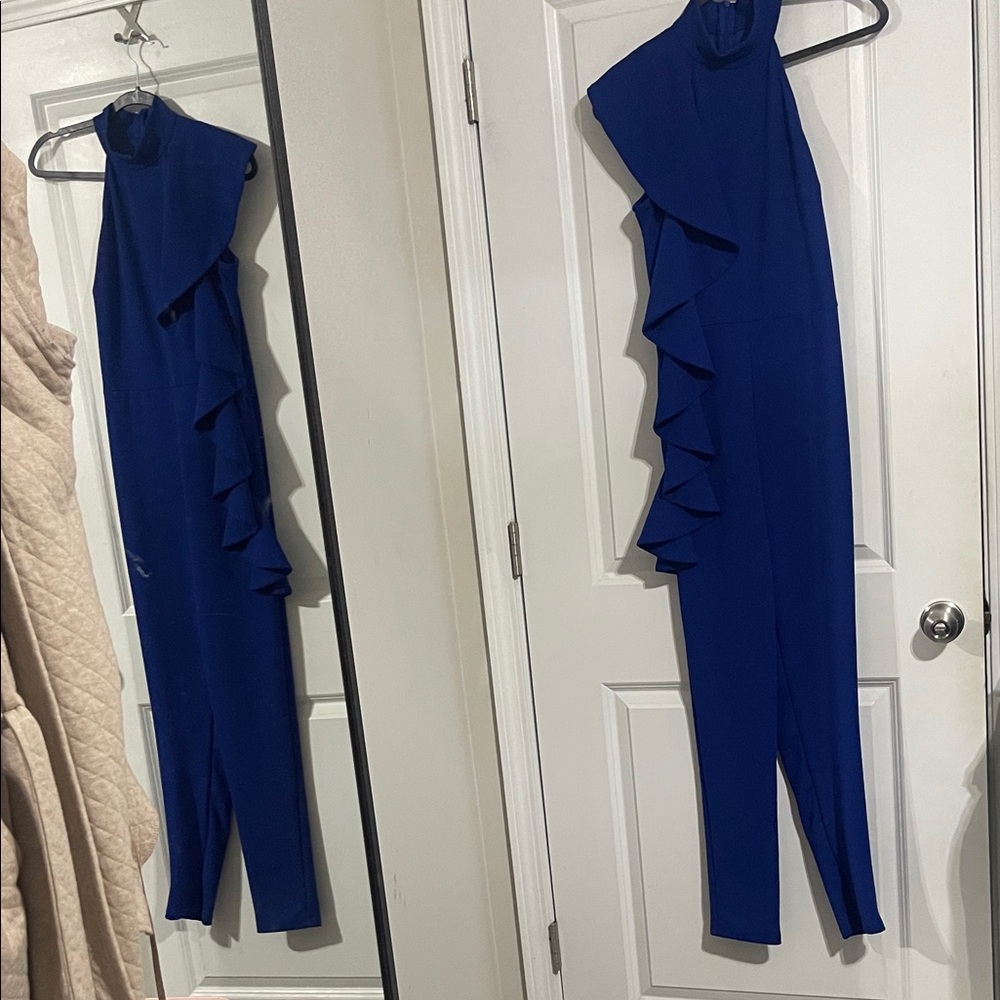 Chic Royal Blue Ruffled Jumpsuit